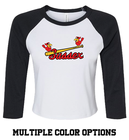 CARDINALS WOMENS CROP 3/4 BASEBALL TEE