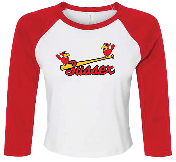 CARDINALS WOMENS CROP 3/4 BASEBALL TEE