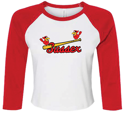 CARDINALS WOMENS CROP 3/4 BASEBALL TEE