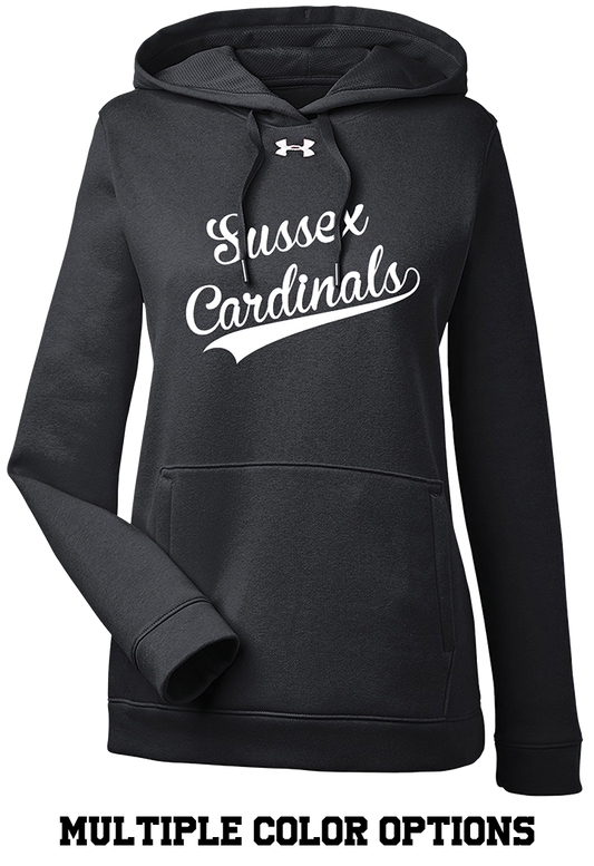 CARDINALS UNDER ARMOUR WOMENS HUSTLE PULLOVER HOODED SWEATSHIRT