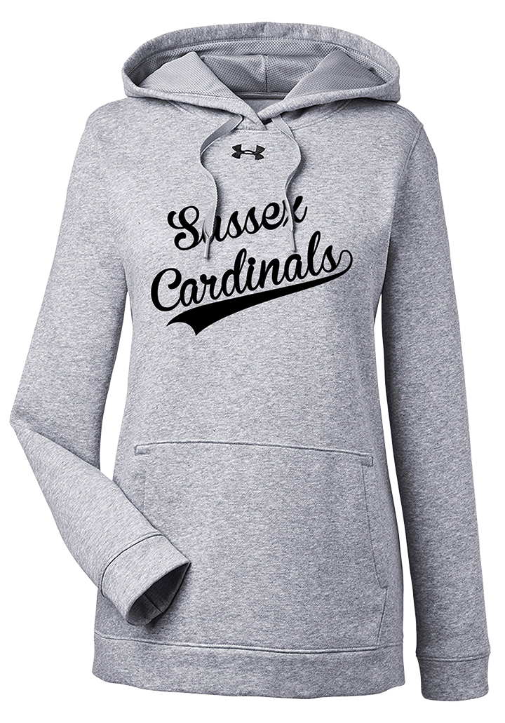 CARDINALS UNDER ARMOUR WOMENS HUSTLE PULLOVER HOODED SWEATSHIRT