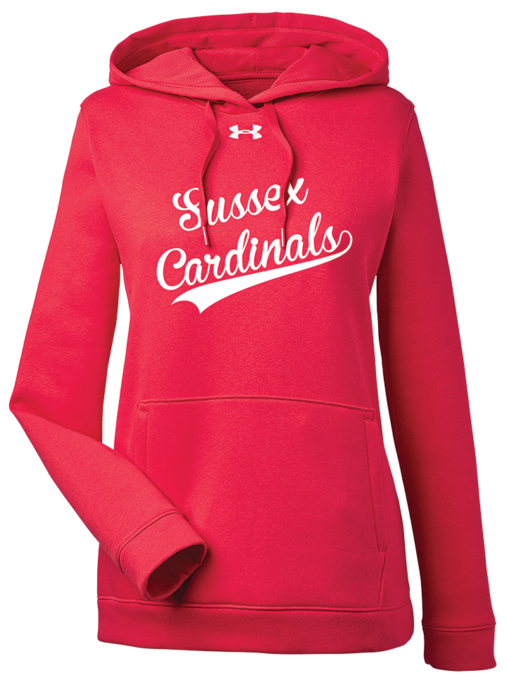 CARDINALS UNDER ARMOUR WOMENS HUSTLE PULLOVER HOODED SWEATSHIRT