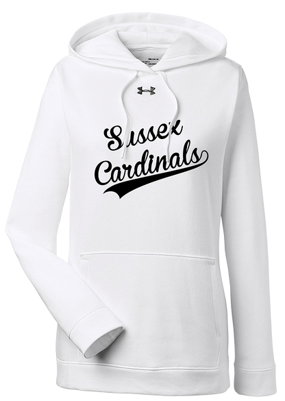 CARDINALS UNDER ARMOUR WOMENS HUSTLE PULLOVER HOODED SWEATSHIRT